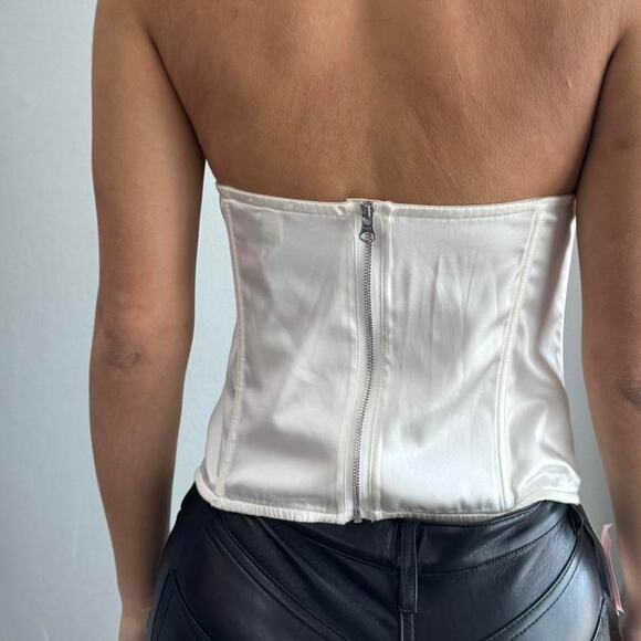 Fleur Du Mal Satin Hamptons Bustier in Ivory Coast - Picture 2 of 2